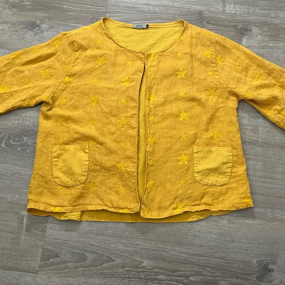 Vintage Yellow Star Embroidered Blazer